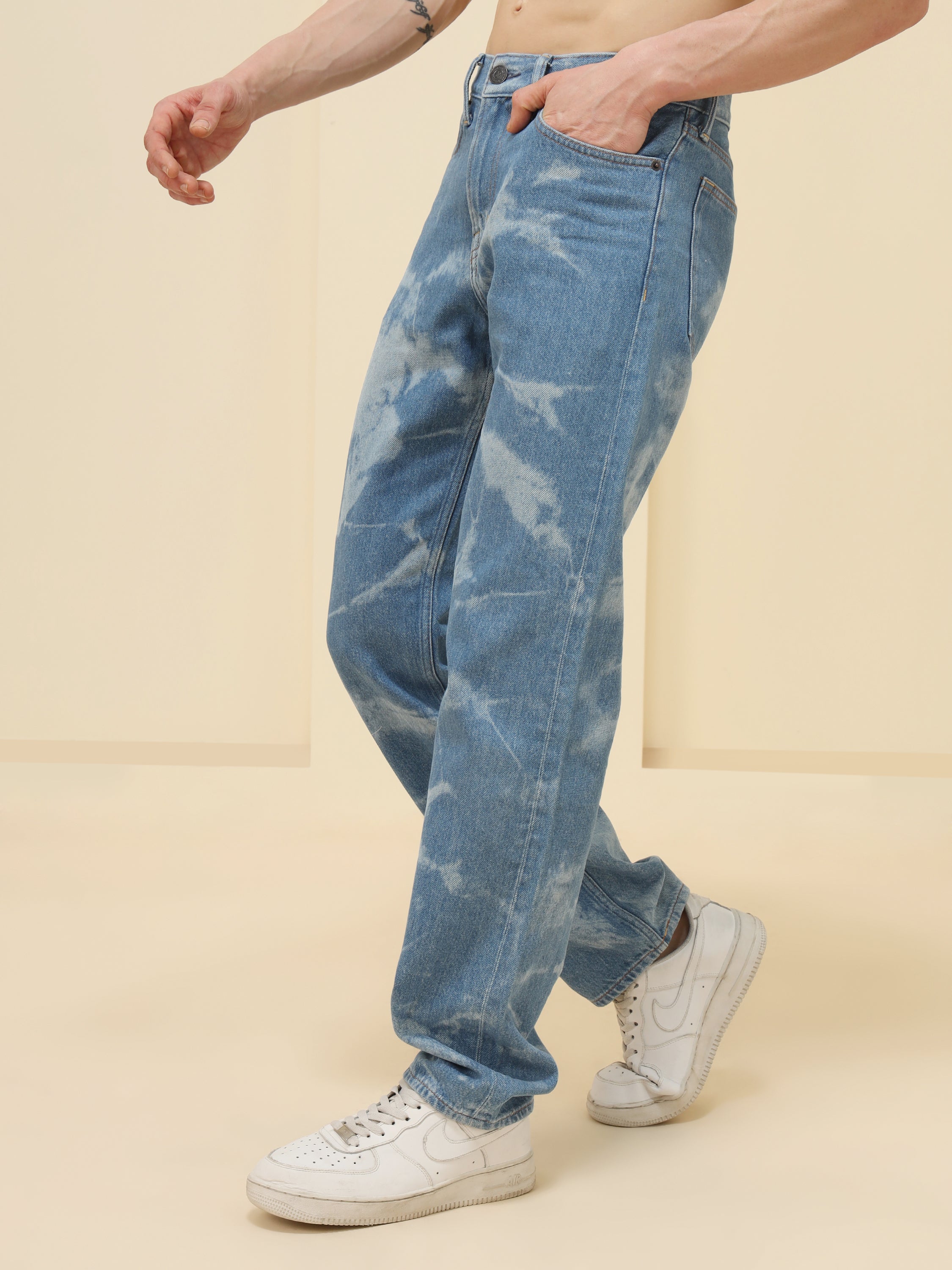 MEN LOOSE TIE DYE JEANS